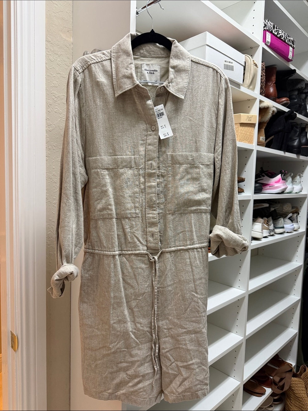 Abercrombie & Fitch Women's Beige romper, long sleeve, size M-tall